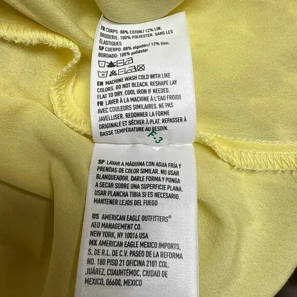 American Eagle Garden Party Wrap Dress Size Small Tiered Yellow Floral Cottage - Picture 7 of 8